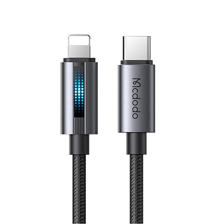 Кабель Type-C - Lightning для зарядки 1,2 м 3А 36W плетеный McDodo CA-5710 (быстрая зарядка PD) черный