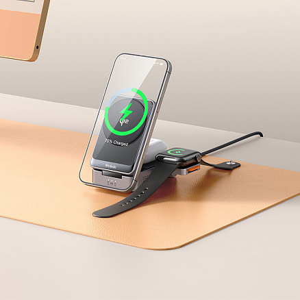 Беспроводная зарядка 3-в-1 MagSafe для телефона, Apple Watch и AirPods McDodo CH-5192 22.5W серая