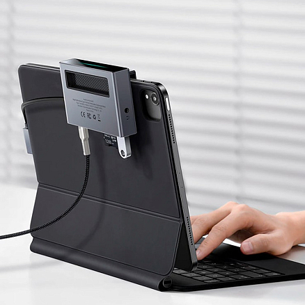 Хаб (разветвитель) Type-C - USB 3.0, SD, microSD, HDMI, Type-C PD, 3.5 мм Baseus Magic серый