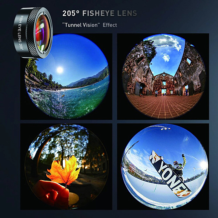 Объектив для телефона универсальный 4-в-1: Telephoto 22Х, Fisheye, Wide-Angle, Macro Apexel APL-22 + штатив для телефона