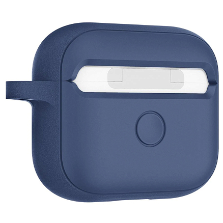 Чехол для наушников AirPods 3 силиконовый с карабином Spigen Silicone Fit темно-синий