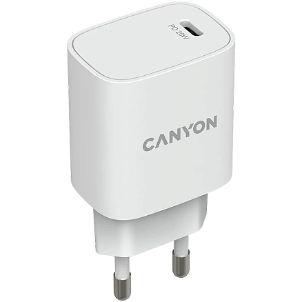 Зарядное устройство сетевое Type-C 20W Canyon CNE-CHA20W02 (быстрая зарядка PD) белое