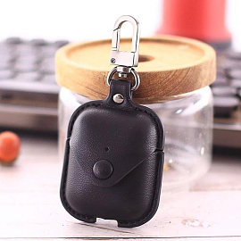 Чехол для наушников AirPods кожаный Nova Button черный