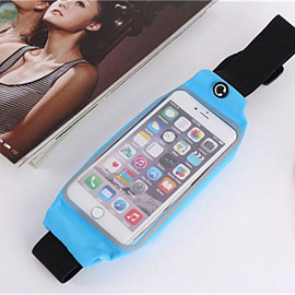 Сумка на пояс спортивная для телефона до 6.2 дюйма с окошком GreenGo Rio голубая