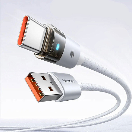 Кабель Type-C - USB для зарядки 1,2 м 6А 100W плетеный McDodo CA-6892 (быстрая зарядка PD) белый