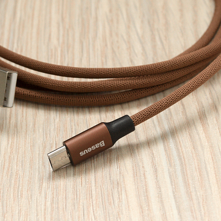 Кабель USB - MicroUSB для зарядки 1,5 м 2A плетеный Baseus Yiven коричневый