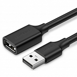 Кабель-удлинитель USB 2.0 (папа - мама) длина 3 м Ugreen US103 черный