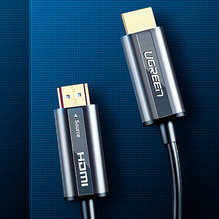 Кабель HDMI - HDMI (папа - папа) оптический длина 20 м версия 2.0 4K 60Hz Ugreen HD132 черный