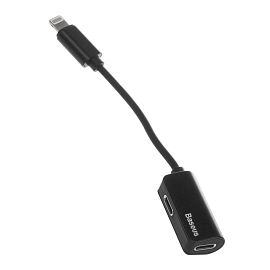 Переходник Lightning - 2 x Lightning (папа - мама, мама) Baseus L37 черный
