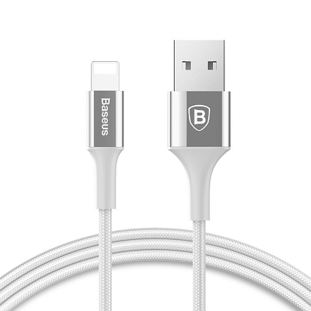 Кабель USB - Lightning для зарядки iPhone 1 м 2А плетеный Baseus Shining серебристый