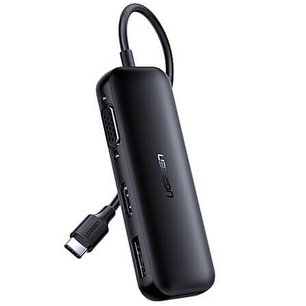 Хаб (разветвитель) (преобразователь) Type-C - HDMI 4K 60Hz, VGA, DisplayPort Ugreen CM260 черный