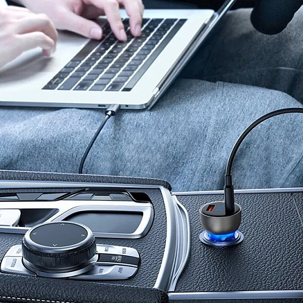 Зарядное устройство автомобильное с USB и Type-C входами 5A 65W Baseus Particular (быстрая зарядка QC 4+, QC 3.0, PD) серебристое