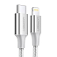 Кабель Type-C - Lightning для зарядки 1.5 м 3А MFi плетеный Ugreen US304 (быстрая зарядка PD) белый