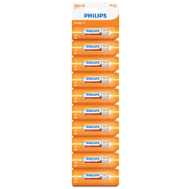 Батарейка LR03 (пальчиковая маленькая AAA) Philips Longlife Zinc R03L10S/97 упаковка 10 шт.