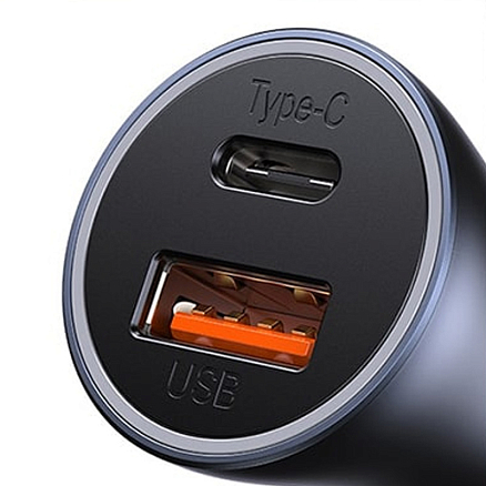 Зарядное устройство автомобильное с USB и Type-C входами 5A 40W Baseus Golden Contactor Pro серое