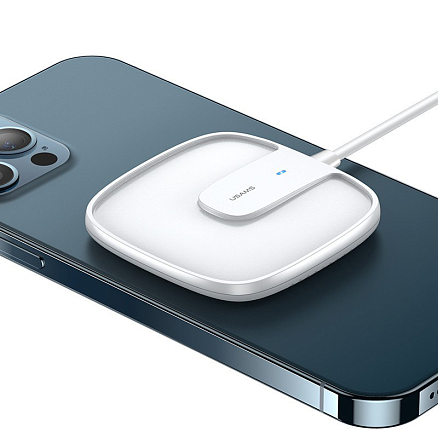 Беспроводная магнитная зарядка MagSafe для iPhone 15W Usams US-CD159 W1 белая