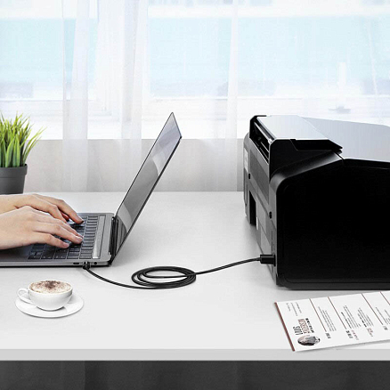 Кабель Type-C - USB B для подключения принтера или сканера 1 м Ugreen US241 черный