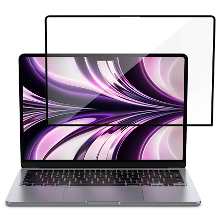 Защитное стекло для Apple MacBook Air 13 M2 2022 на весь экран противоударное Spigen Glass FC черное