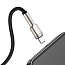 Кабель USB - Lightning для зарядки iPhone 0,25 м 2.4А плетеный Baseus Cafule Metal Data черно-серебристый