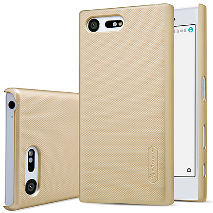 Чехол для Sony Xperia X Compact пластиковый тонкий Nillkin Super Frosted золотистый