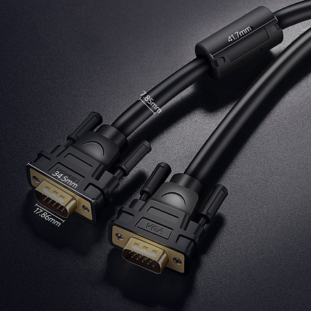 Кабель VGA - VGA (папа - папа) длина 3 м Ugreen VG101 с ферритами черный
