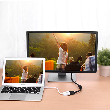 Переходник Mini DisplayPort - DVI-D (папа - мама) 15 см Ugreen 10402 серебристый