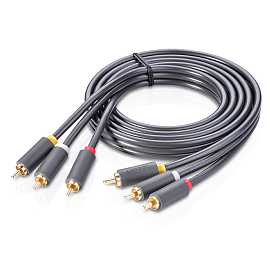 Кабель 3RCA - 3RCA тюльпаны (папа - папа) 1,5 м Ugreen AV105