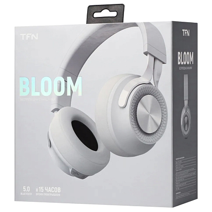 Наушники беспроводные TFN Bloom полноразмерные с микрофоном белые