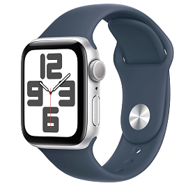 Умные часы Apple Watch SE 2 GPS 2024 40 мм с синим силиконовым ремешком серебристые