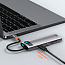 Хаб (разветвитель) Type-C - 3 х USB 3.0, HDMI 4K, RJ45, SD, microSD Baseus Metal Gleam серый