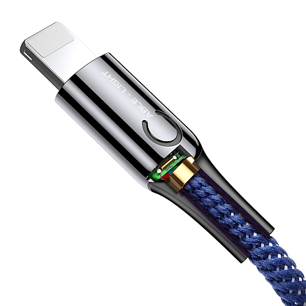 Кабель USB - Lightning для зарядки iPhone 1 м 2.4A с автоотключением плетеный Baseus C-shaped синий