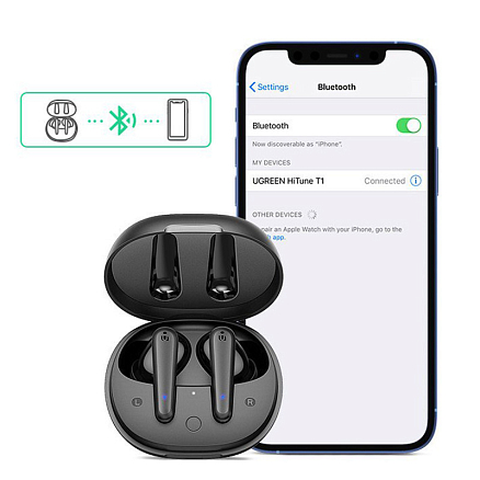 Наушники TWS беспроводные Ugreen WS111 HiTune T1 вакуумные с микрофоном черные