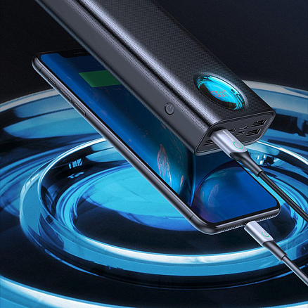 Внешний аккумулятор Baseus Amblight 30000мАч (4хUSB, Type-C, ток 3А, быстрая зарядка PD, QC 3.0, 33Вт) черный