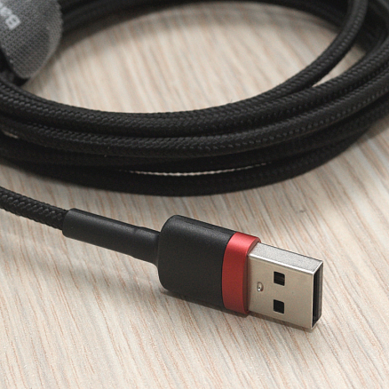 Кабель USB - Lightning для зарядки iPhone 2 м 1.5A плетеный Baseus Kevlar черно-красный