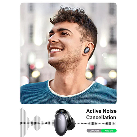 Наушники TWS беспроводные Ugreen WS118 HiTune X6 вакуумные с микрофоном и активным шумоподавлением темно-серые