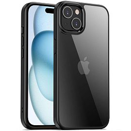 Чехол для iPhone 15 гибридный CASE Crystal Clear прозрачно-черный
