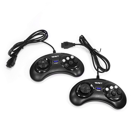 Игровая приставка Retro Genesis Modern Mini 16Bit 175 игр с двумя геймпадами черная