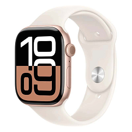 Умные часы Apple Watch 10 46 мм с силиконовым ремешком M/L алюминиевые розовое золото