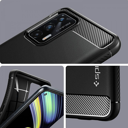 Чехол для Realme GT 5G гелевый Spigen Rugged Armor черный
