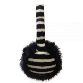 Наушники KitSound Earmuffs накладные теплые вязаные черно-белые полосатые