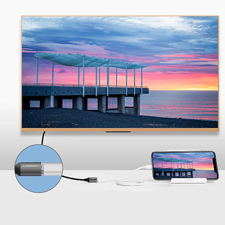 Переходник (преобразователь) USB 2.0 - HDMI (мама - папа) длина 1 м с питанием USB Ugreen CM151 черный