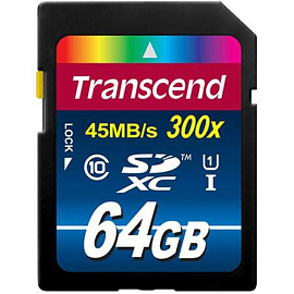 Карта памяти Transcend Secure Digital SDXC 64Gb Class 10 скоростная UHS-I