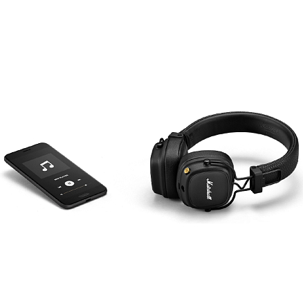 Наушники беспроводные Bluetooth Marshall Major IV накладные с микрофоном черные
