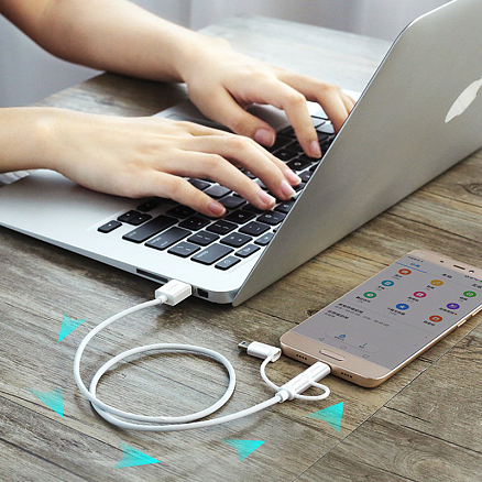 Кабель USB - MicroUSB, MiniUSB, Type-C 1 м 2A Ugreen US185 белый