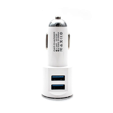 Зарядное устройство автомобильное с двумя USB входами 3.4A и Lightning кабелем Ldnio DL-C29 белое