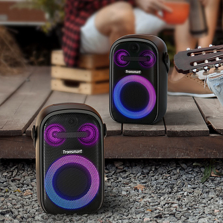 Портативная колонка Tronsmart Halo 100 для вечеринок с защитой от воды, подсветкой, USB, поддержкой MicroSD карт черная