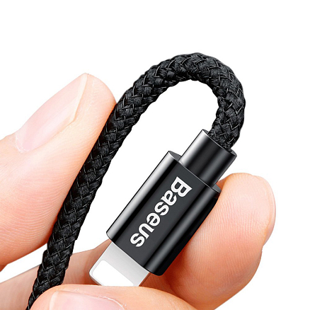 Зарядное устройство автомобильное с двумя USB входами 3.4A и Lightning кабелем Baseus Small Screw (быстрая зарядка QC 3.0) черное