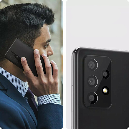 Защитное стекло на камеру для Samsung Galaxy A72 Spigen Optik.TR черное