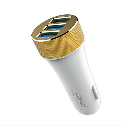 Зарядное устройство автомобильное с тремя USB входами 5.1A и MicroUSB кабелем Ldnio DL-C50 белое