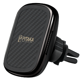Держатель автомобильный в решетку обдува магнитный с беспроводной зарядкой Pitaka MagEZ Mount Qi черный